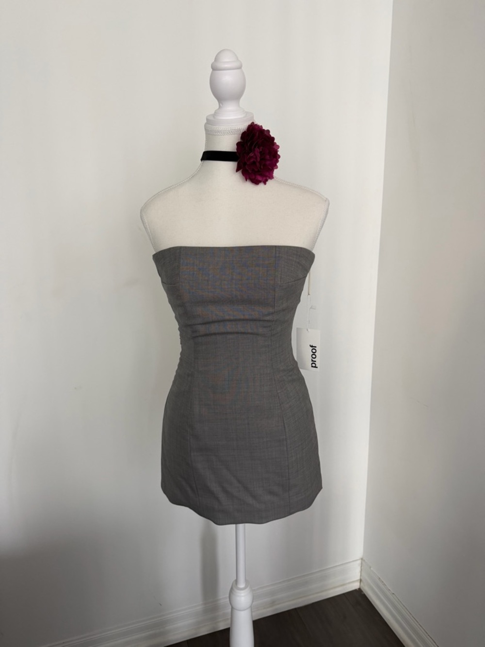 Strapless Gray Mini Dress